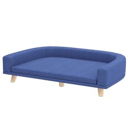 Dog Sofa Couch Bed With Washable Cushion For Large Dogs, Cats, Blue (Color: Blue)