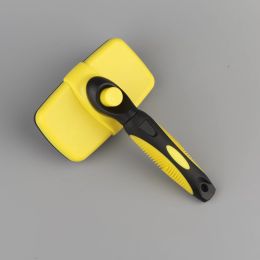 Pet Automatic Retractable Comb (Color: Yellow)