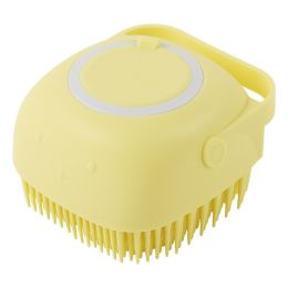 Silicone Dog Bath Massage Gloves Brush Pet Cat Bathroom Cleaning Tool Comb Brush For Dog Can Pour Shampoo Dog Grooming Supplies (Option: Yellow-square)