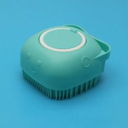 Silicone Dog Bath Massage Gloves Brush Pet Cat Bathroom Cleaning Tool Comb Brush For Dog Can Pour Shampoo Dog Grooming Supplies (Option: Green-Round shape)